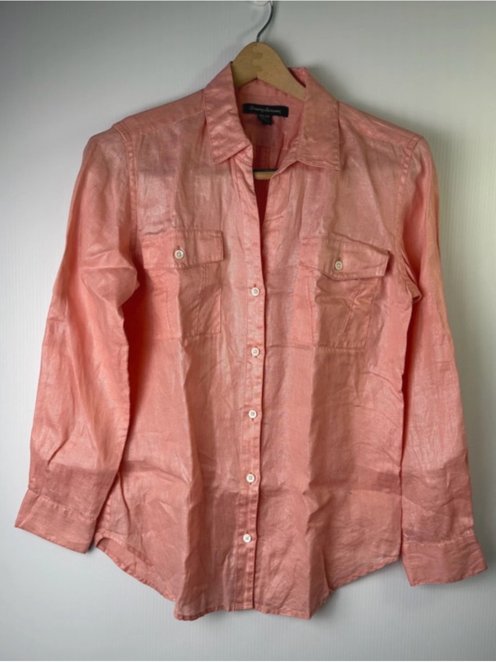 Tommy Bahama Coral Pink Linen Button-Down Shirt